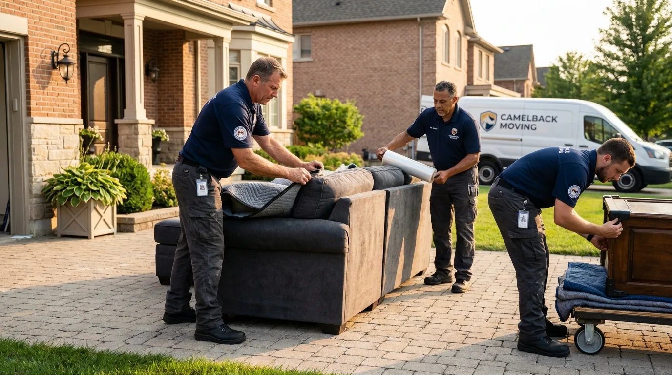 Large estate moving crew wrapping furniture in Chehalis, WA